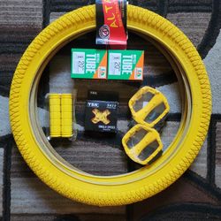 NEW Bicycle Bmx Parts Bundle 20" Yellow