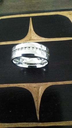 Stainless steel zirconia diamond ring size 9