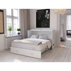 Hamilton Murphy Bed Chest Queen White with Charging Station