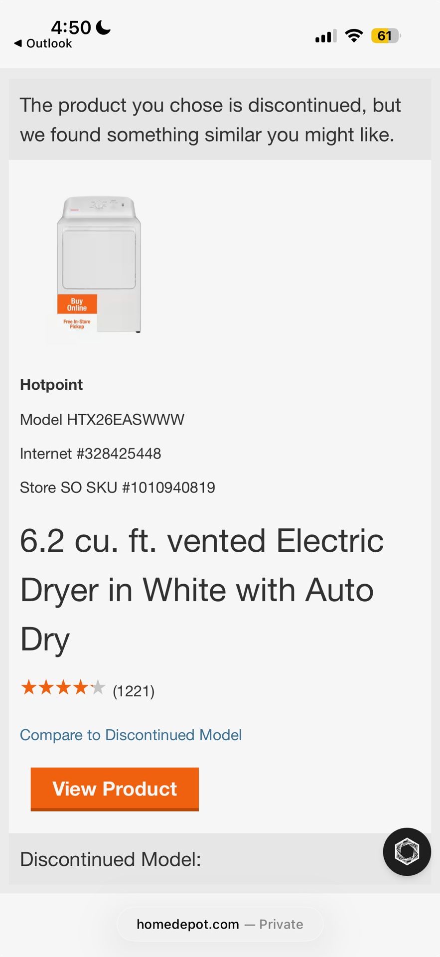 Hotpoint Dryer 6.2 cubic feet