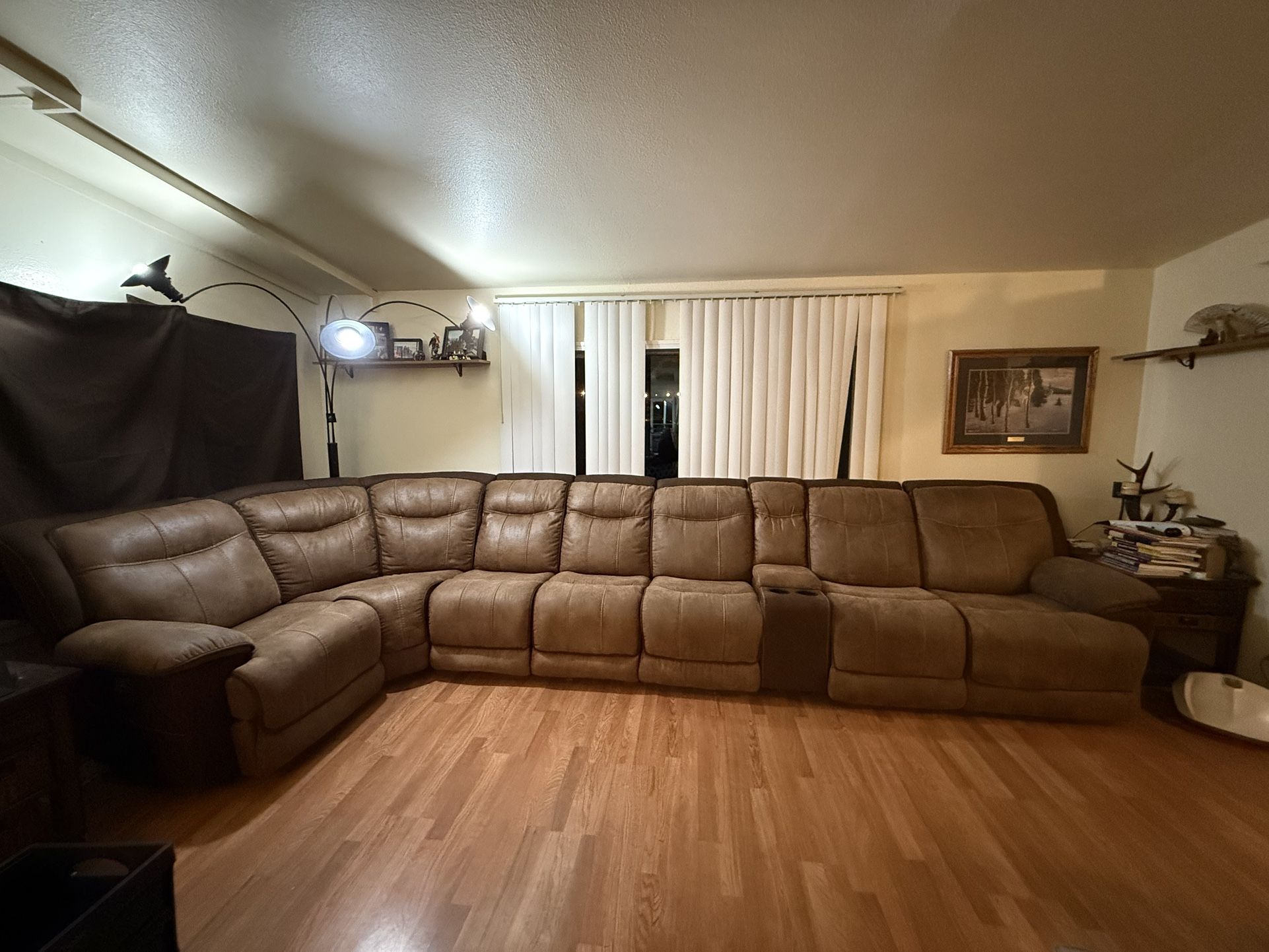 Sectional Couch- Single Piece 4 Electric Recliners