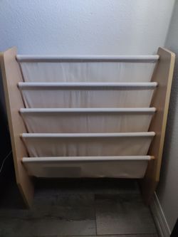 Kids Sling Bookshelf with Canvas Pockets