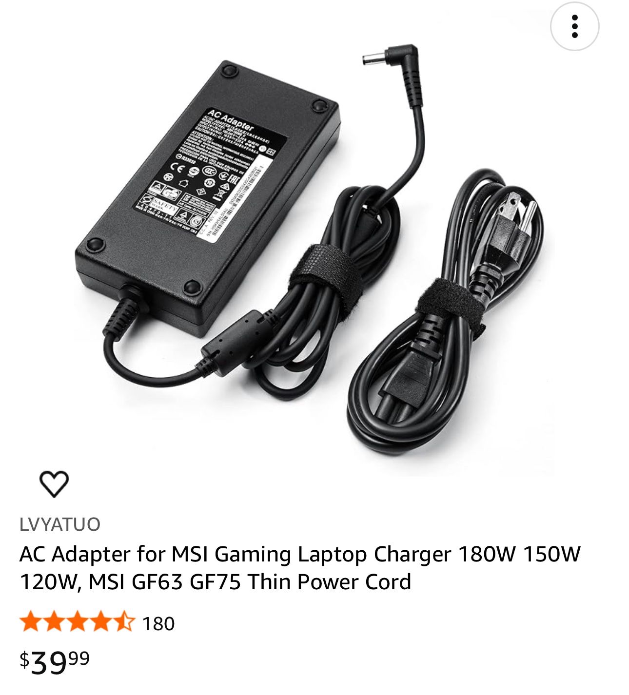 AC Adapter For MSI Gaming Laptop Charger