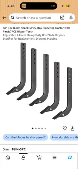 New 18" Box Blade Shanks 5PCS with Ripper Teeth