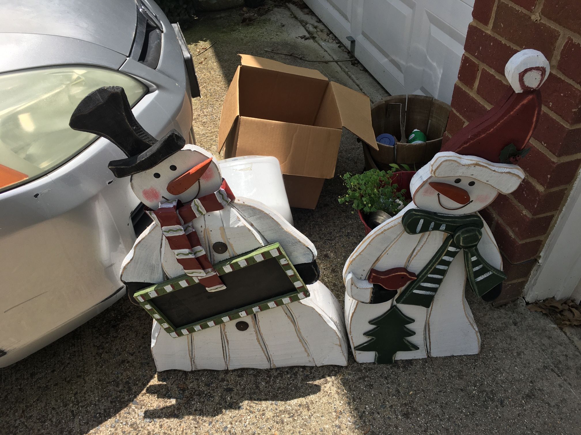 Snowmen. 29” Tall. Solid Wood 