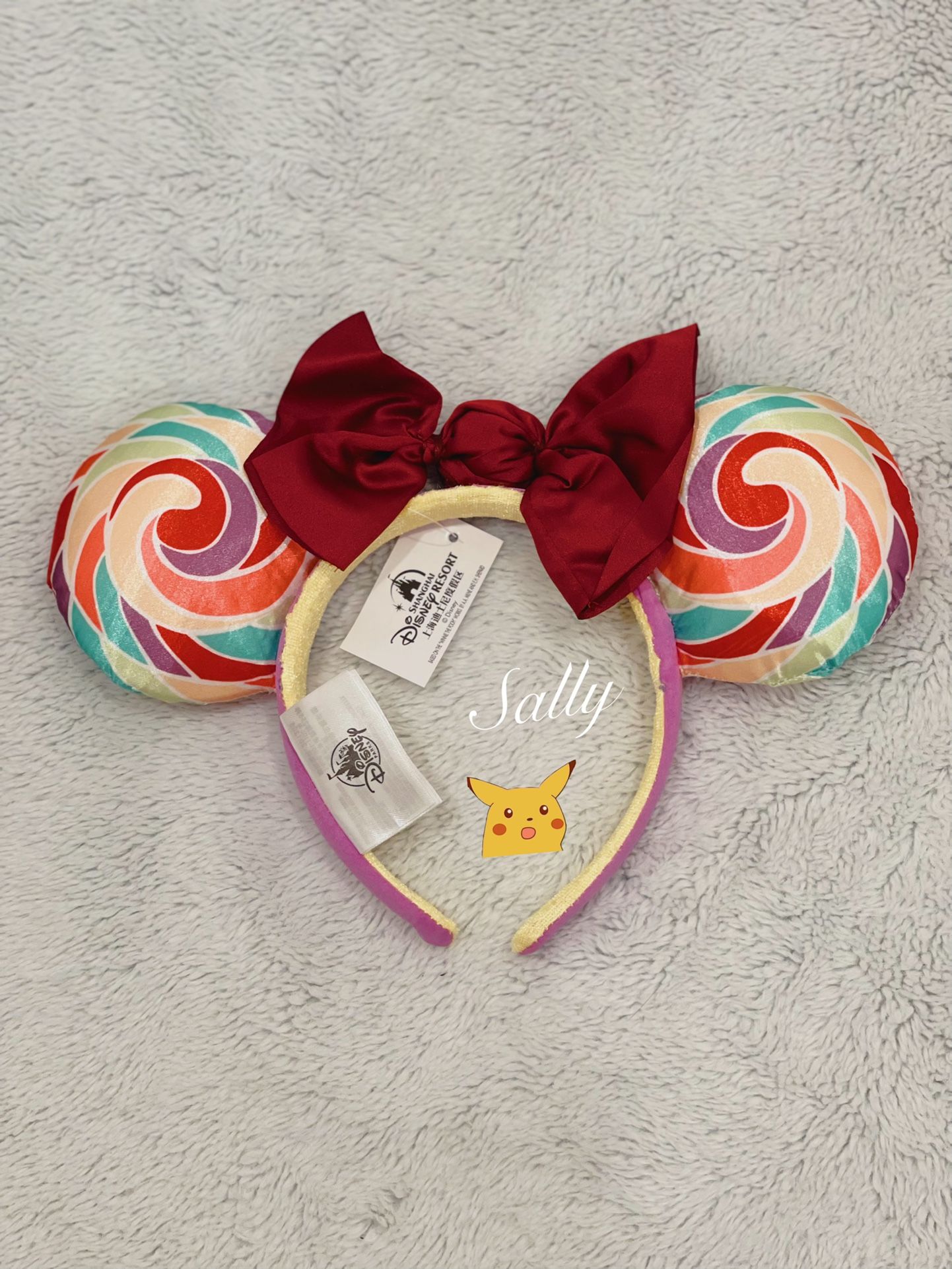 Disney Parks Minnie Mouse Lollipop Ears Swirl Candy Bow Headband