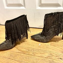 Fringe Rhinestone Ankle Boots ( brand INC)