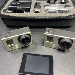 Two GoPro Hero 3+ Black Action Cameras Professional Set
