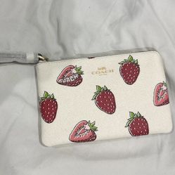 Coach strawberry wristlet 