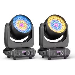 2PCS 19x15W Beam Moving Head Light 4IN1 RGBW LED Wash Zoom Stage Light DMX 