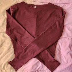 90 Degrees By Reflex Dark Maroon Yoga Knotted Cropped Elsatic Top