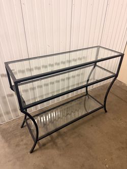 2 Metal and Glass 3-Tier  and 2-Tier Console Table