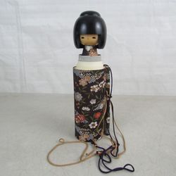 Japanese Kokeshi Sayonara Good Luck Good Memory Wood Doll & Scroll


