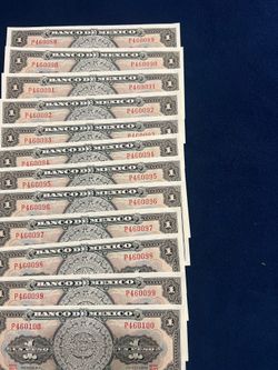 Mexican currency 1 peso serial number 1970