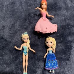 3 Disney Princess 3" Polly Pocket Dolls