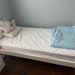Twin Size White Bed With Mattress
