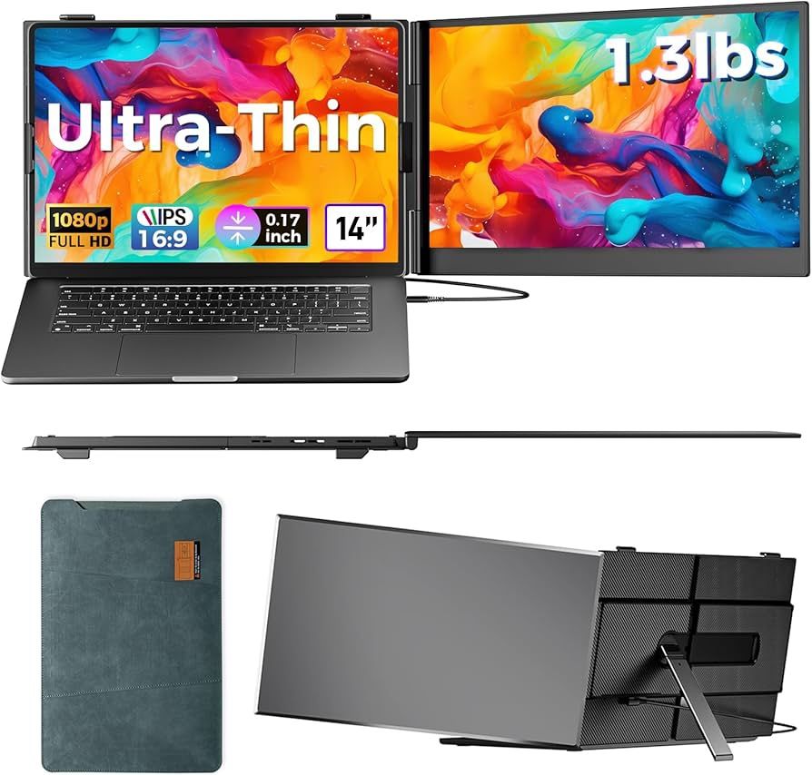 Brand New Unopened    Laptop Screen Extender Ultra-Thin, 14" FHD 1080P Dual Portable Monitor for Laptop, 1.3lbs Lightweight Travel Monitor Extender Fi