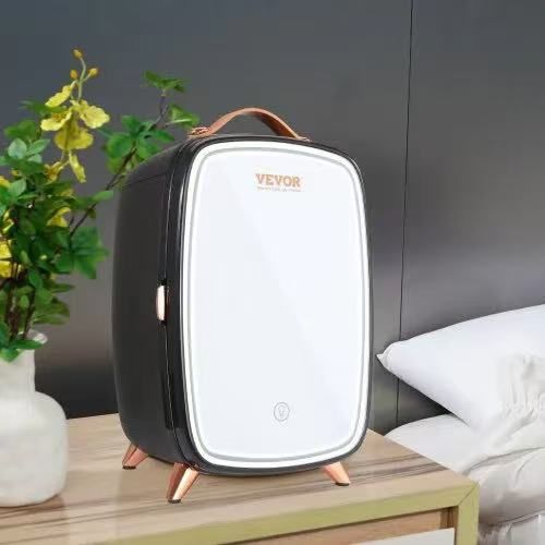 Mini Fridge, 6L Skincare Fridge with LED light and HD Mirror, AC/DC Makeup Fridges for Skin Care, Cosmetic Storage, Chill Face Mask Drink, Small Refri