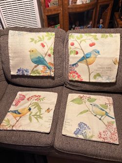 Rurpali Set of 4 Linen Throw Pillow Cover  Spring Vintage