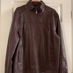 Men’s Fried Denim Large Leather Style Jacket 