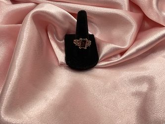 Rose Gold Over Sterling Silver Simulated Amethyst and CZ Ring  Size 6 3/4