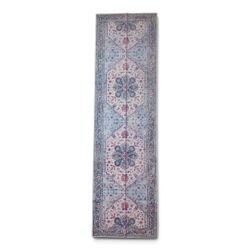 Persian-Style Runner Rug Blue Pink Floral 2ftx7ft