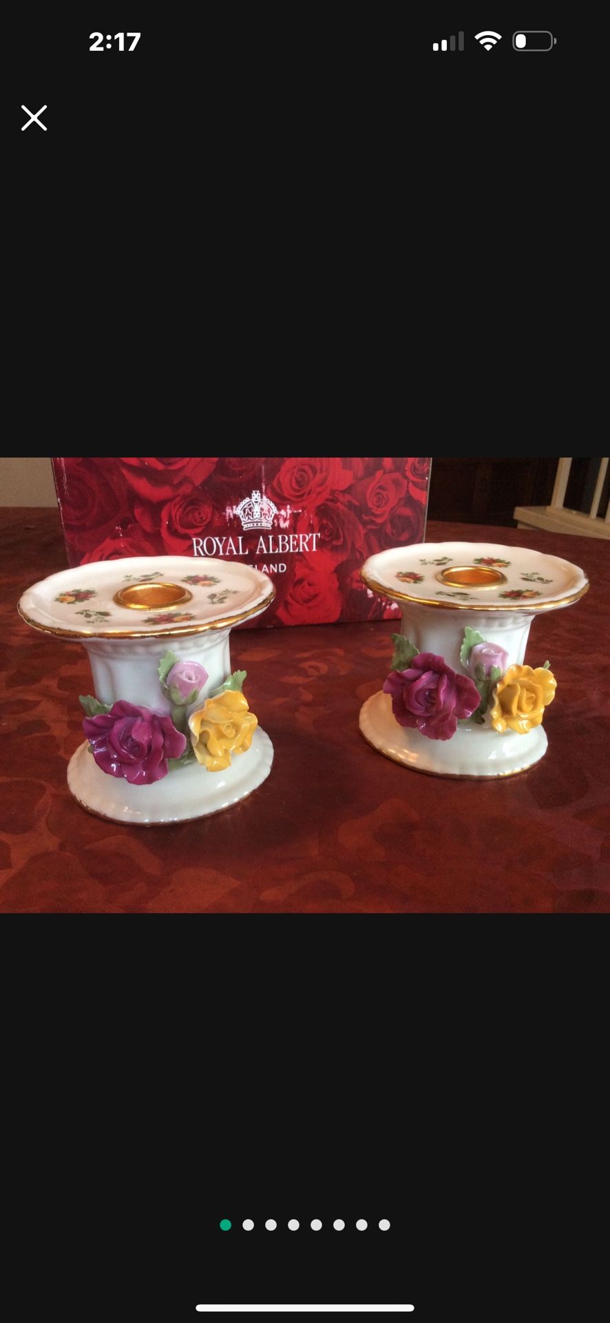 sets of ROYAL ALBERT OLD COUNTY ROSES candle holders Floral Pillar Taper Holder) each set