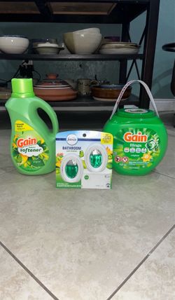 Gain Flings, Gain Fabric Softener, Febreze Bathroom Small Spaces 2 Pack