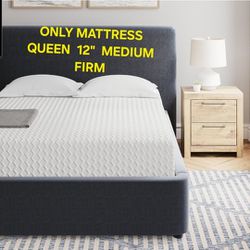 Signature Design by Ashley Queen Size Chime 12 Inch Medium Firm Memory Foam Mattress with Green Tea