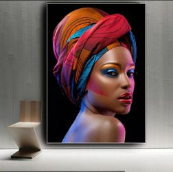 Sexy Black Nude African Woman Red Lips Canvas Painting Cuadros Posters and Prints Scandinavian Wall Art Picture for Living Room height 35 widet 23