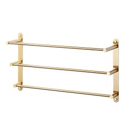 Twenty-four in. Brushed Gold 3-Tier Wall Mounted Towel Rack with Mounting Hardware