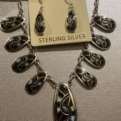 Beautiful Santa Fe Style Black Onyx & Opal inlay jewelry set - new! 