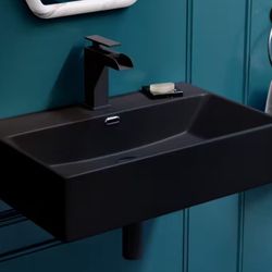 Claire 24” Wall Mount Bathroom Sink - Black 