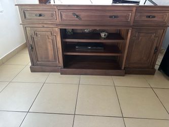 Wooden Media Console with Storage