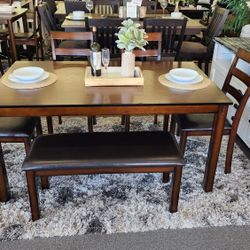 SALE!!! 7-PC Dining Set / Table + Bench + 4 Chairs