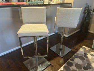 White Faux Leather Barstools