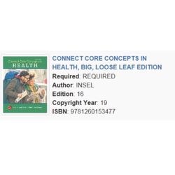 Connect Core Concepts In Health TH Big Loose Leaf Edition