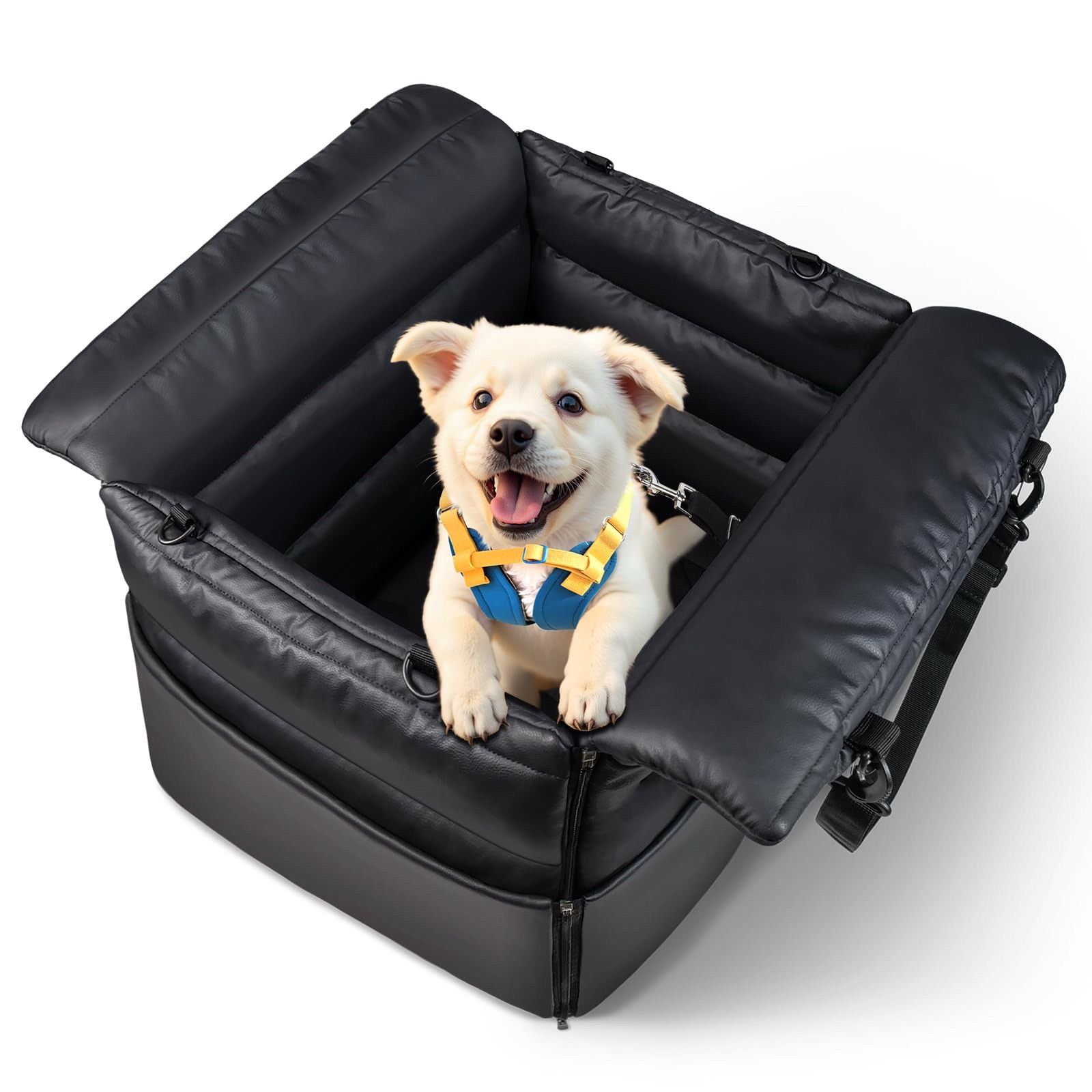ONLYFLY Dog Car Seats For Small Dogs: Safe & Soft Travel Booster With Safety Leash – Waterproof PU Leather Pet Car Seat For Front/Back Seat, 2-In-1 Co