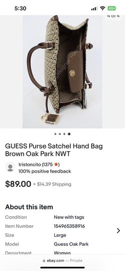 GUESS Hand Bag Purse Satchel Brown Oak Park