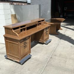 Vintage Custom Lockable Desk and Filing Cabinet