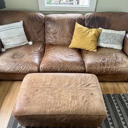 Leather Couch and Ottoman 