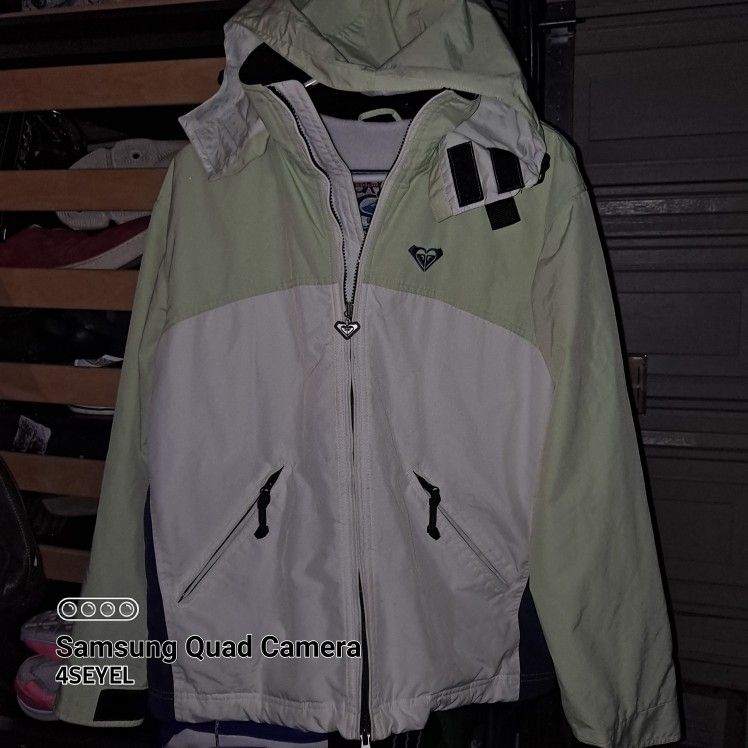 Roxy By Quicksilver Lime And White Parka