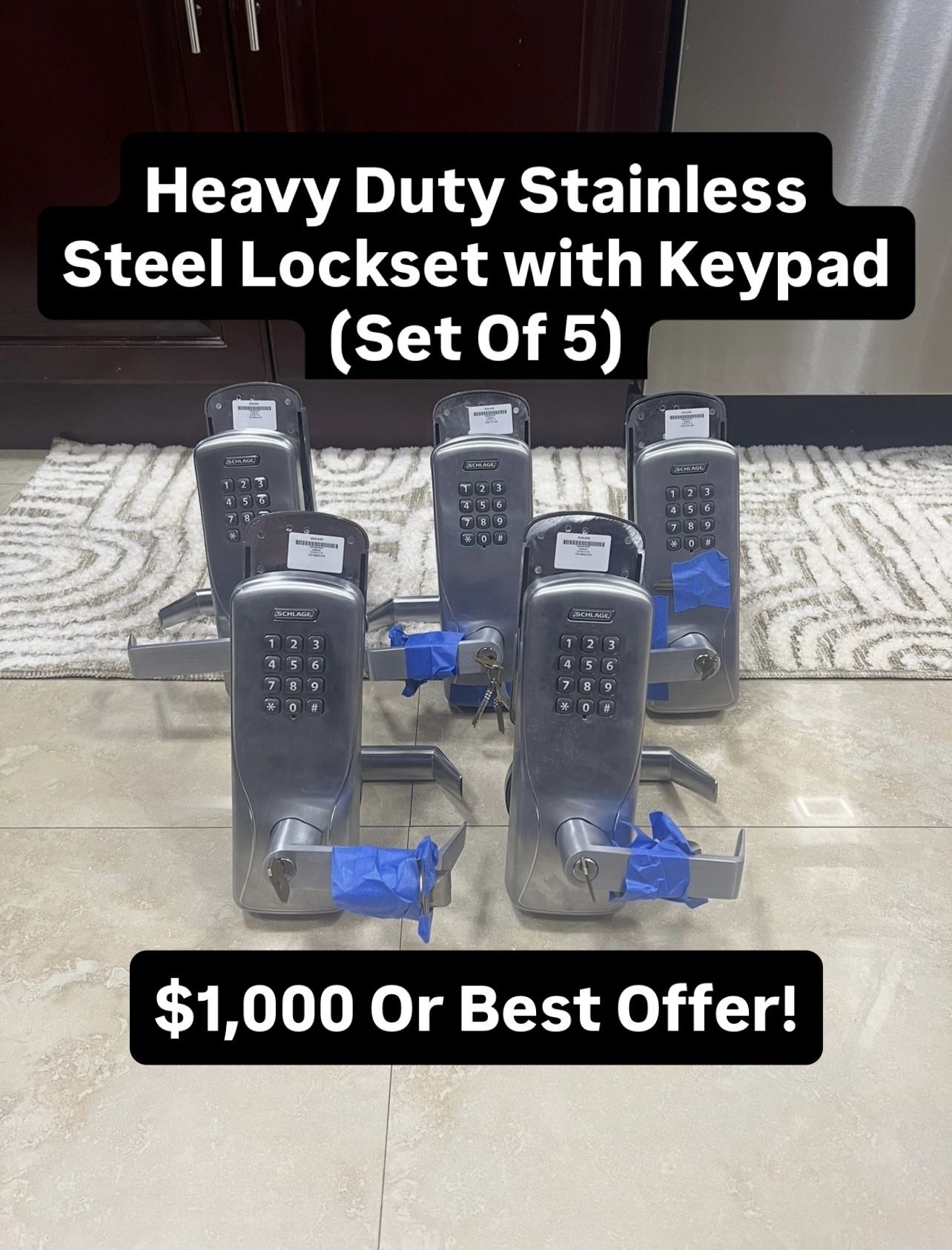 Heavy Duty Stainless Steel Lockset With Keypad (Set Of 5) ACCEPTING BEST OFFERS!