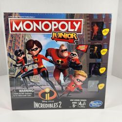 MONOPOLY JUNIOR DISNEY PIXAR INCREDIBLES 2 HASBRO BOARD GAME NEW FACTORY SEALED