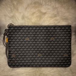 Fauré Le Page Pouch Pochette Gray Coated Canvas Clutch 