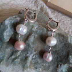 Pearl Earrings In Sterling Silver - Gorgous!