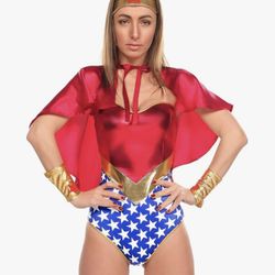 Maxim Party Supplies Super Empress Superhero Costume, 4-Piece Women's Set with Cape, Bodysuit, Headband, Cuffs, Outfit