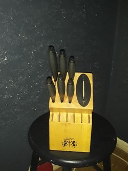 Regent Sheffield frost cultery knife set & wood block