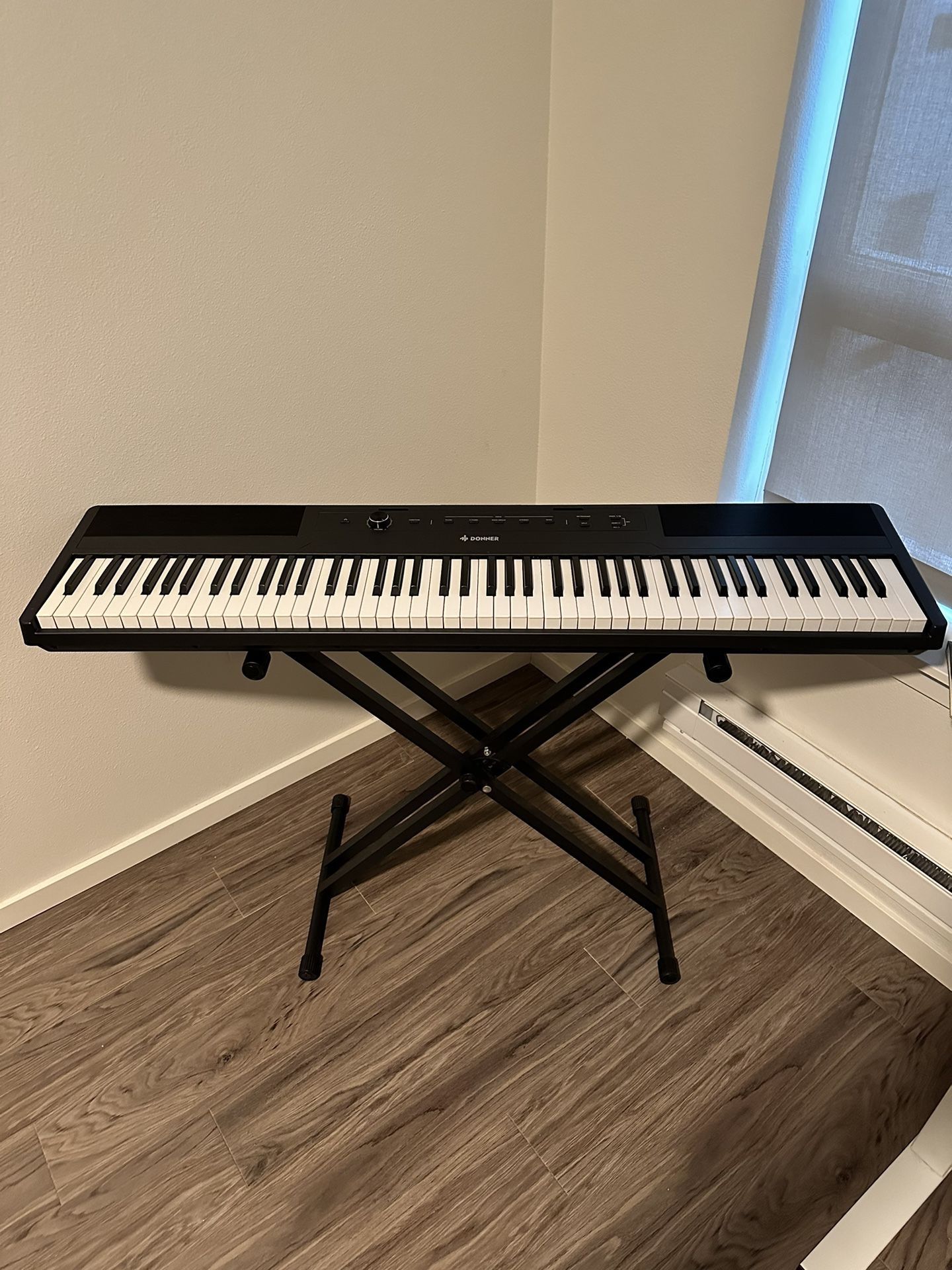 Donner DEP-45 88 Digital Piano Beginner Electric Piano Keyboard Semi Weighted Keys Full Size Portable Keyboard with Stand and Sustain Pedal