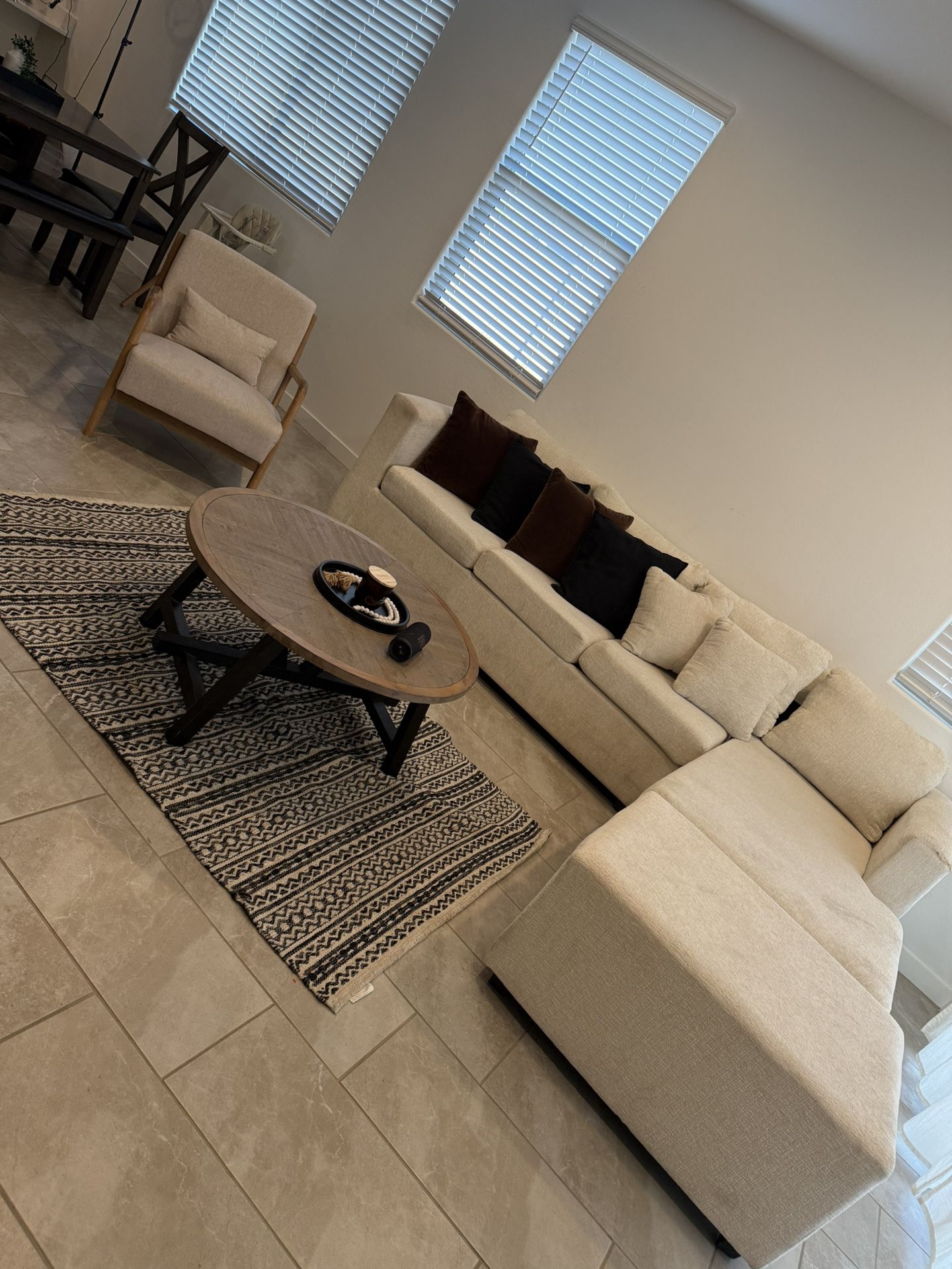White/beige Sectional 